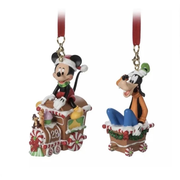 Disney Mickey Mouse Minnie Goofy Pluto Donald Christmas Ornaments Train Set - Picture 7 of 7